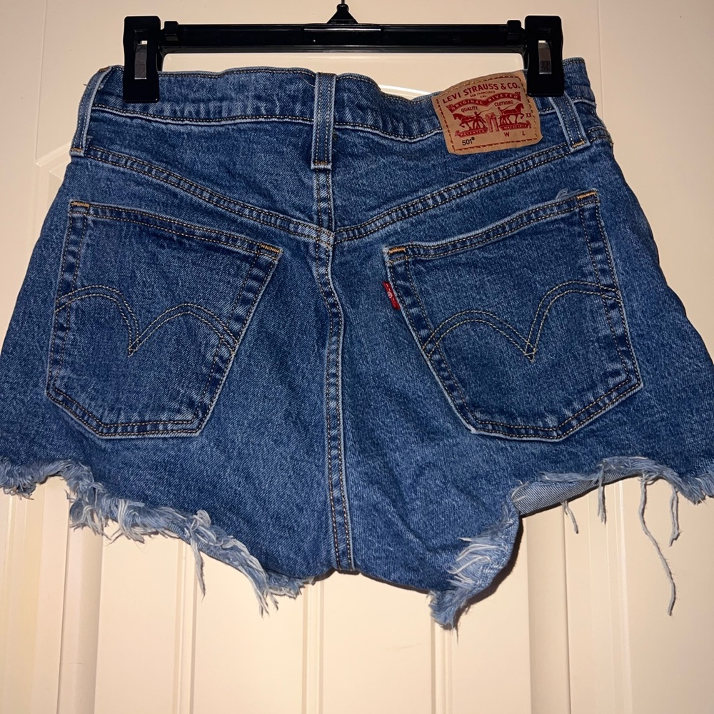 Levi's Classic Blue Frayed Jean Shorts